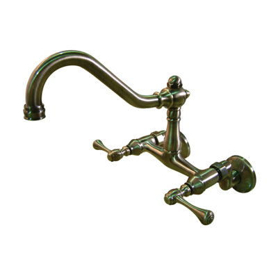 Elements of Design Double Handle Wall Mount Bridge Faucet with Buckingham Lever Handles