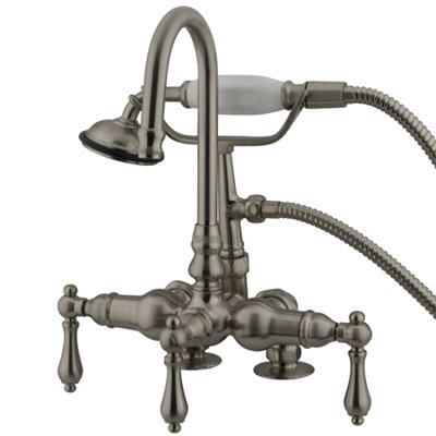 Elements of Design Vintage Three Handle Wall Mount Clawfoot Tub Faucet with Handshower