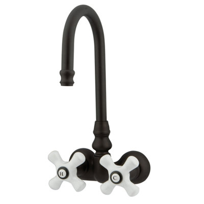 Elements of Design Hot Springs Double Handle Wall Mount Clawfoot Tub Faucet Trim Porcelain Cross Handle