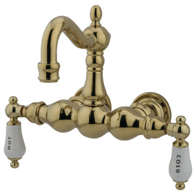 Elements of Design Hot Springs Double Handle Deck Mount Clawfoot Tub Faucet Trim Porcelain Lever Handle