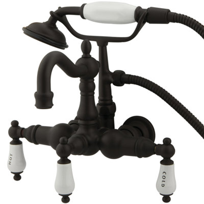 Elements of Design Hot Springs  Three Handle Wall Mount Clawfoot Tub Faucet with Hand Shower