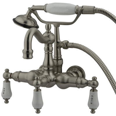 Elements of Design Hot Springs Three Handle Wall Mount Clawfoot Tub Faucet with Hand Shower