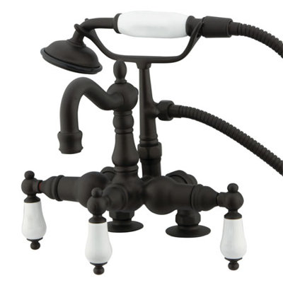 Elements of Design Hot Springs Deck Mount Clawfoot Tub Faucet with Handshower