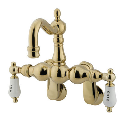 Elements of Design Hot Springs Double Handle Wall Mount Clawfoot Tub Faucet Trim Porcelain Lever Handle