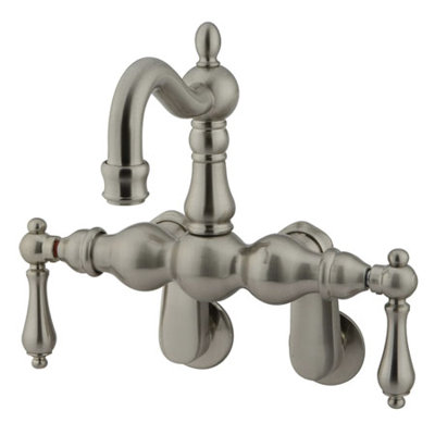 Elements of Design Hot Springs Double Handle Wall Mount Clawfoot Tub Faucet Trim Metal Lever Handle