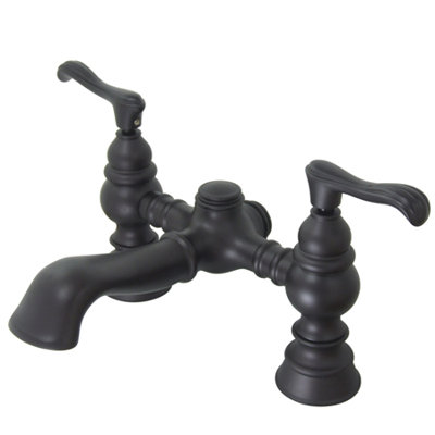 Elements of Design Hot Springs Double Handle Deck Mount Clawfoot Tub Faucet Trim Versailles Lever Handle