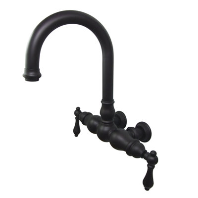 Elements of Design Hot Springs Double Handle Wall Mount Clawfoot Tub Faucet Trim Metal Lever Handle