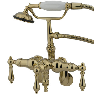 Elements of Design Hot Springs Three Handle Wall Mount Clawfoot Tub Faucet with Hand Shower