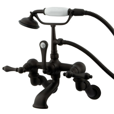 Elements of Design Hot Springs Double Handle Wall Mount Clawfoot Tub Faucet with Hand Shower