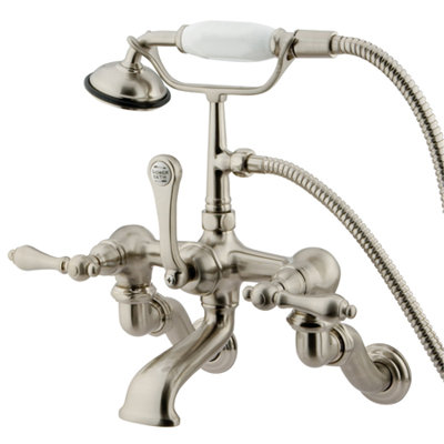 Elements of Design Hot Springs Double Handle Wall Mount Clawfoot Tub Faucet with Hand Shower