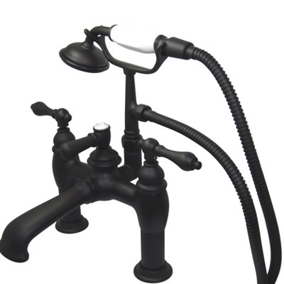 Elements of Design Hot Springs Double Handle Deck Mount Clawfoot Tub Faucet Trim Metal Lever Handle