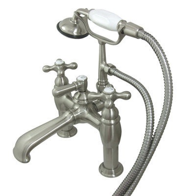 Elements of Design Hot Springs Double Handle Deck Mount Clawfoot Tub Faucet Trim Metal Cross Handle
