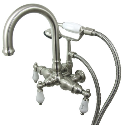 Elements of Design Hot Springs Double Handle Wall Mount Clawfoot Tub Faucet Trim Porcelain Lever Handle