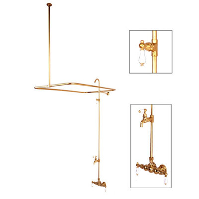 Elements of Design Vintage Volume Control Tub and Shower System with H&C Porcelain Lever Handles