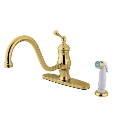 Elements of Design Heritage One Handle Centerset Kitchen Faucet with Buckingham Lever Handle