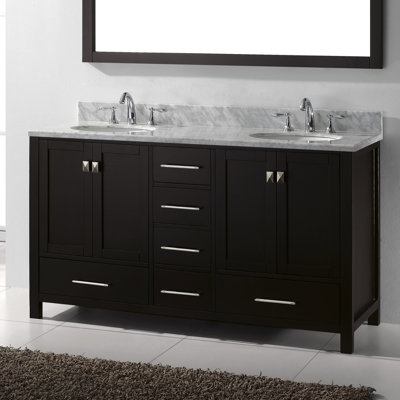 Virtu Caroline Avenue 60quot; Double Bathroom Vanity Set with Mirror 