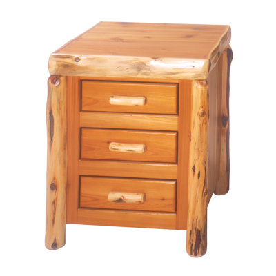 Traditional Cedar Log 3 Drawer Nightstand by Fireside Lodge -image