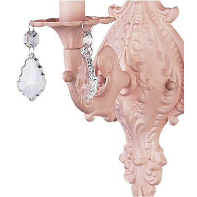 Jubilee Collection  Wall Sconce with White/Pink Net Flower Shade in Pink