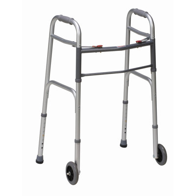 Mabis Healthcare, Inc. Button Release Aluminum Folding Walker with Non-Swivel Wheels