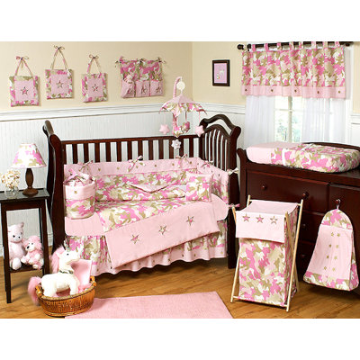 Sweet Jojo Designs Pink and Khaki Camo Crib Bedding Collection