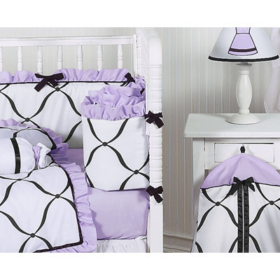 Sweet Jojo Designs Princess Black, White and Purple Collection 9pc Crib Bedding Set 