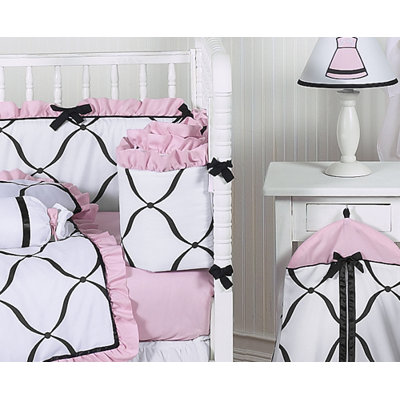 Sweet Jojo Designs Pink, Black and White Princess 9 Piece Crib Bedding Set