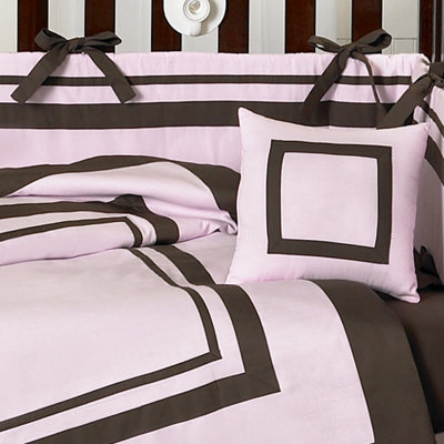 Sweet Jojo Designs Pink and Chocolate Hotel Baby Crib Bedding Collection