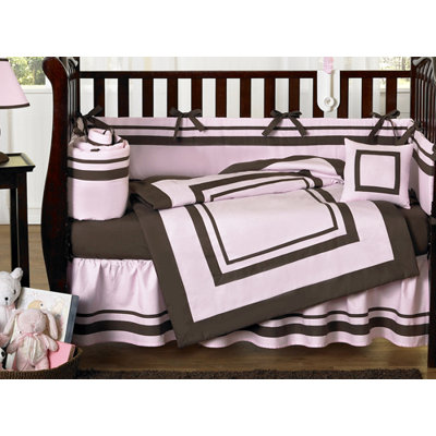 Sweet Jojo Designs Pink and Chocolate Hotel Baby Crib Bedding Collection