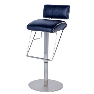 Chintaly Imports Adjustable Swivel Stool with Upholstered Back in Black