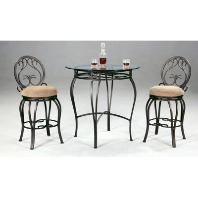 Chintaly Imports Round Wrought Iron Counter Table in Dark Champagne