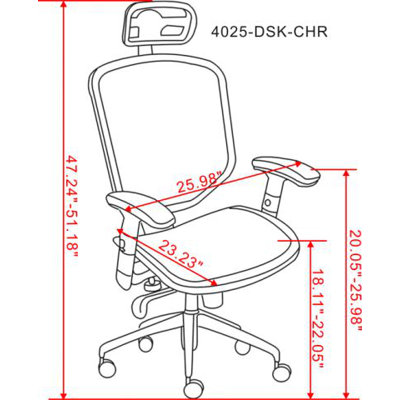 Chintaly Imports Mid-Back Adjustable Office Chair with Headrest