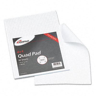 AMPAD Corporation 15lb Quadrille Pad with 4 Squares/Inch, Ltr, White, 50 Sheets