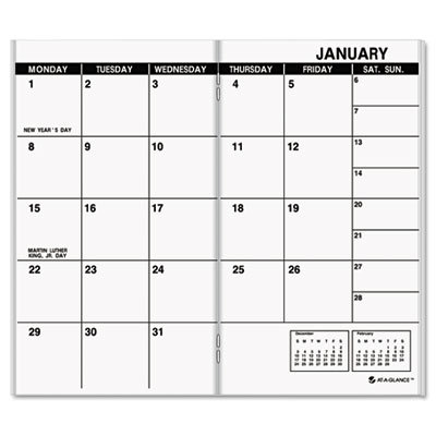 At-A-Glance Deluxe Pocket Monthly Planner Refill, 3-1/2 x 6-1/8, 2013