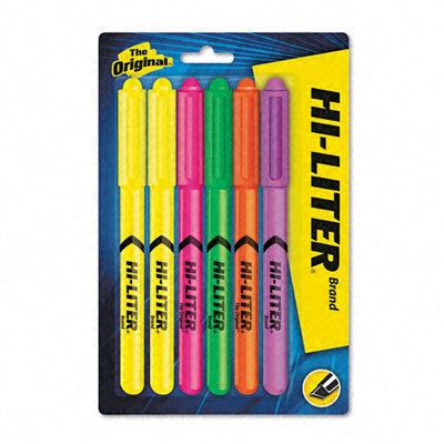 Avery Consumer Products Fluorescent Highlighter, Chisel Tip, Fluor GN, OE, PK, PE, 2-YW, 6/set                                                       