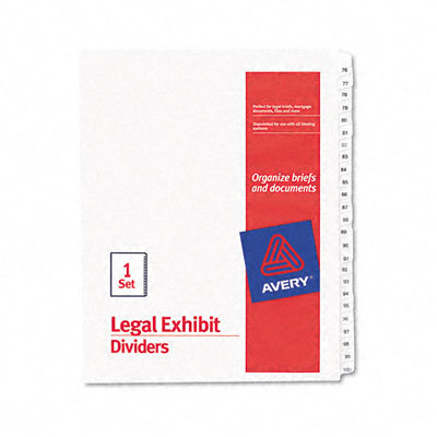Avery Consumer Products Allstate-Style Legal Side Tab Dividers, 25-Tab, 76-100, Letter, White, Set of 25                                             