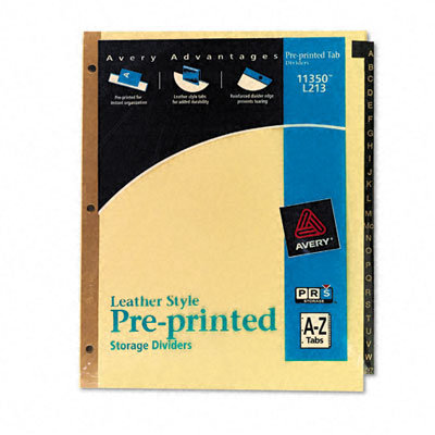 Avery Consumer Products Gold Reinforced Leather Tab Dividers, 25-Tab, A-Z, Letter, Black, 25 per Set                                                 