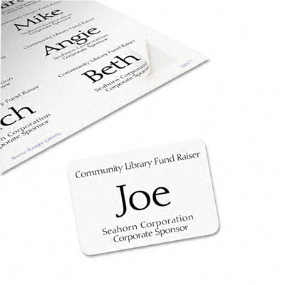 Avery Consumer Products Flexible Self-Adhesive Laser/Inkjet Name Badge Labels, 2.33" Wide, 400/Box