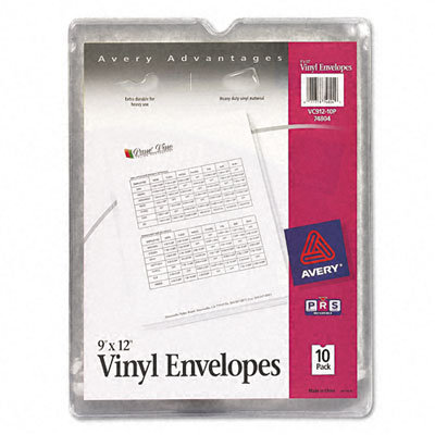 Avery Consumer Products Top-Load Clear Vinyl Envelopes w/Thumb Notch, 9 x 12 Insert Size, 10/pack