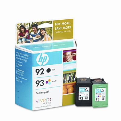 HP C9513FN (HP92, HP93) Inkjet Cartridge, Black, Tri-Color                                                                      