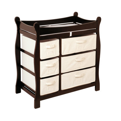 Badger Basket Sleigh Style Baby Changing Table with 6 Baskets