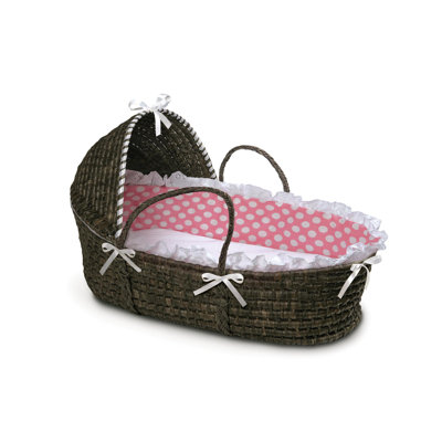 Badger Basket Hooded Moses Basket with Polka Dot Bedding