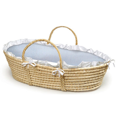 Badger Basket Moses Basket with Gingham Bedding