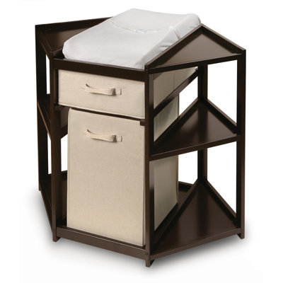 Badger Basket Diaper Corner Baby Changing Table with Hamper and Basket