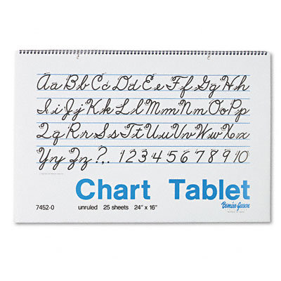 Pacon Corporation Chart Tablets, Unruled, White, 25 Sheets per Pad