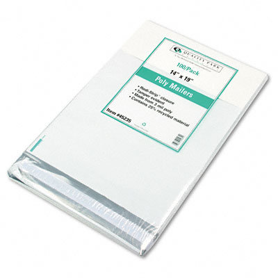 Quality Park Products Redi-Strip Recycled Poly Mailer, Side Seam, 14 x 19, White, 100/pack