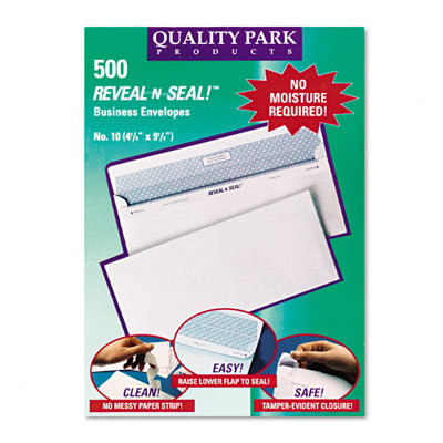 Quality Park Products Reveal-N-Seal Business Envelope, Contemporary, #10, White, 500/box