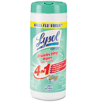 Reckitt & Benckiser Citrus Scented Disinfecting Wipes with Micro-Lock Fibers, 35 Wipes per Canister                                              