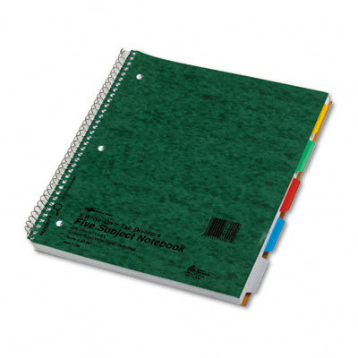 Rediform Office Products 5-Subject Wire Notebook, College Rule, 8-7/8 x 11, White, 200 Sheets                                                         