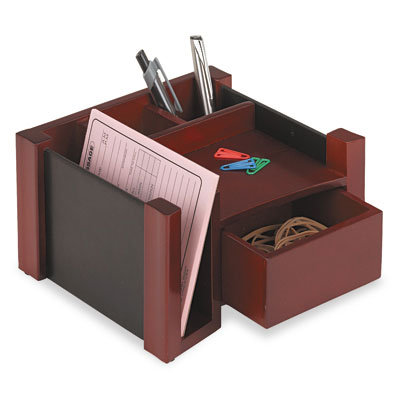 Rolodex Corporation Desk Director, Wood, 7 1/8w x 6 3/4d x 4 1/8h, Black/Mahogany                                                                