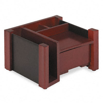Rolodex Corporation Desk Director, Wood, 7 1/8w x 6 3/4d x 4 1/8h, Black/Mahogany                                                                